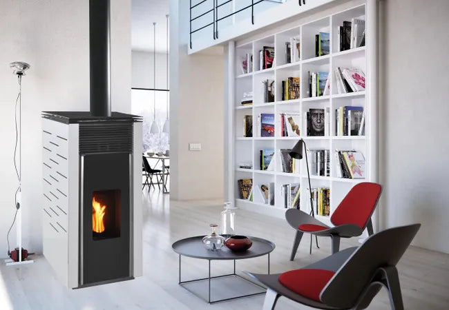 Estufa de pellet sin corriente eléctrica NEUS Nature 8 kw negra