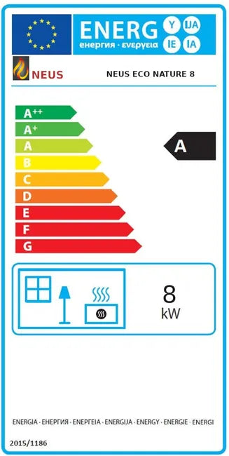 Estufa de pellet sin corriente eléctrica NEUS Nature 8 kw negra