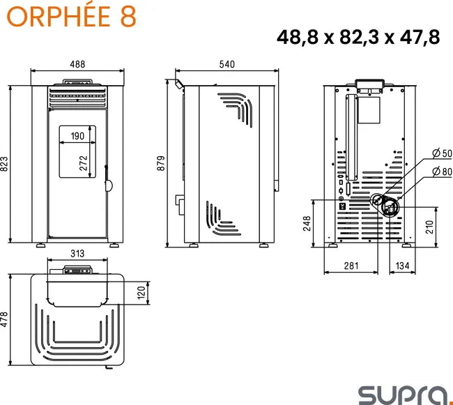Estufa de pellet Eco ORPHÉE 8 kw