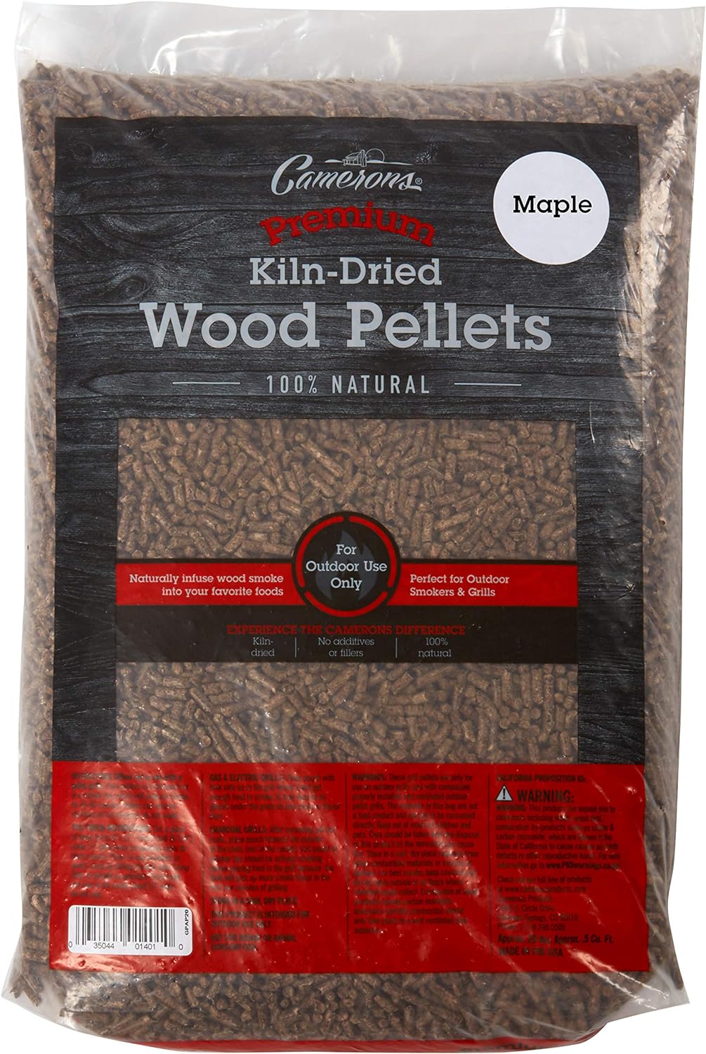 Camerons Products Pellets de madera – (Maple, bolsa de 20 libras) – Pellets de madera de barbacoa de alta calidad totalmente naturales – Ahumadores de pellot hechos a mano de primera calidad y parrillas de pellets – Combusción fácil para un sabor ahumado