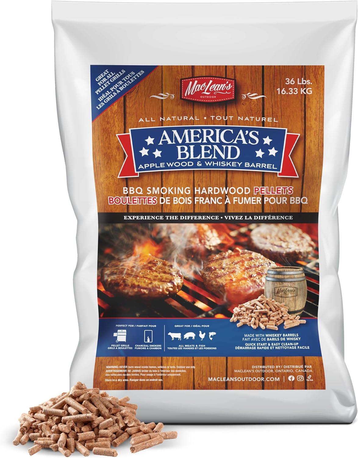 America’s Blends (Apple/Whiskey) BBQ Smoking Pellets 36lb
