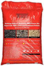 Royal Oak Gránulos de madera dura 100 % carbón para un sabor real de barbacoa, asar a la parrilla y ahumar, alto calor, resistente al agua, fácil de limpiar, bolsa de 30 libras