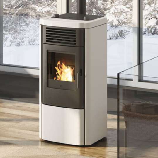 Edilkamin Kilk 8 Kw Fogão a pellets branco fosco