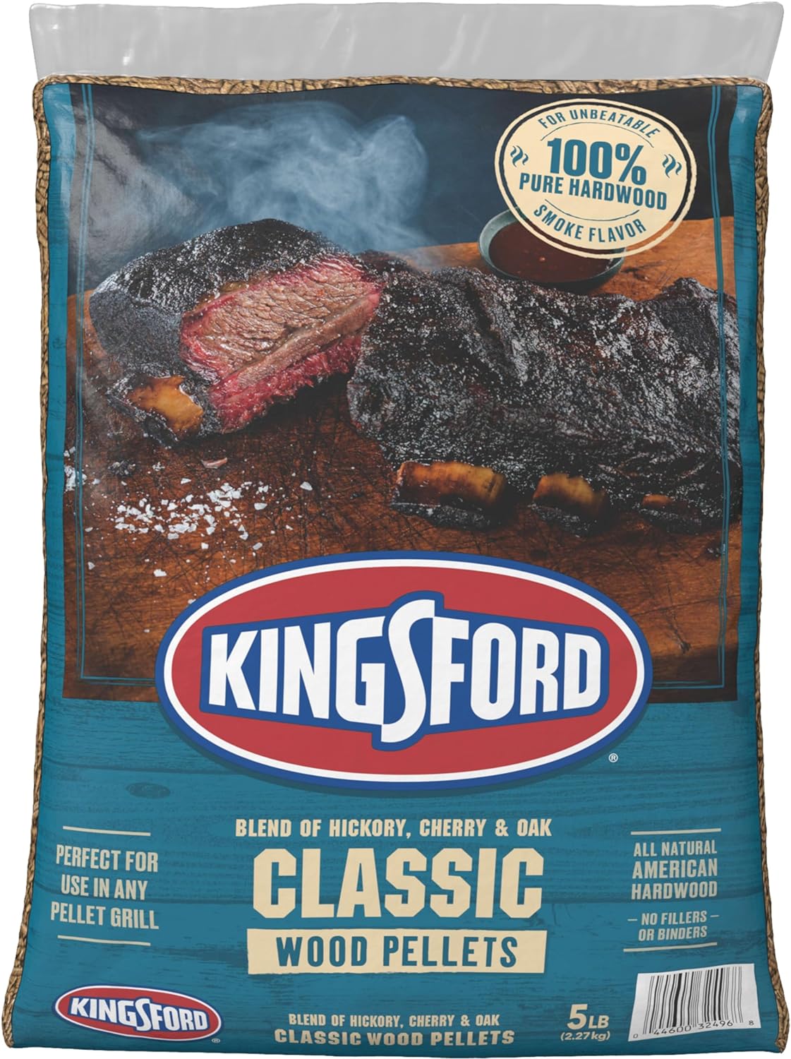 Kingsford Gránulos de madera clásica, 100% natural de nogal, roble y madera de cerezo para asar 5 libras (el paquete puede variar)